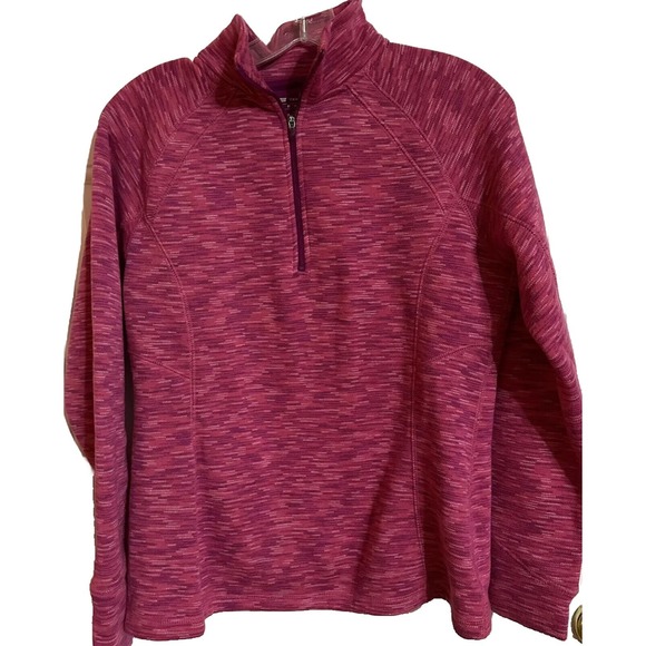 Tek Gear Womens 1/4 Zip Pullover Fleece Jacket Pink Space Dye Long Sleeve M - Picture 2 of 8